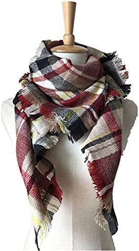 Sacing Tartan Scarf Blanket Kids Wrap Shawl Stylish Plaid Scarves for Girls Boys (White grey(5#))