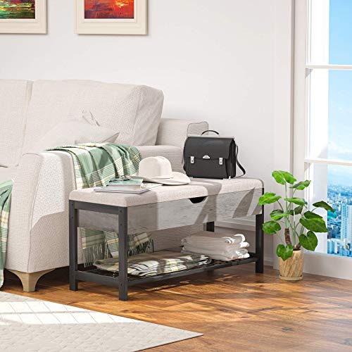 LGHM Industrial Shoe Storage Bench, Entryway Bench with Large Metal