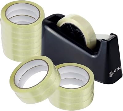 GTSE Tape Dispenser and 12 Pack Cellotape Bundle with Weighted Base