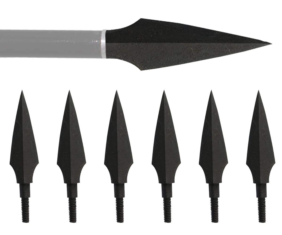 Huntingdoor 12Pcs Metal Archery Arrowheads Traditional Arrow Tips Hunting Points Black Arrow Head Crossbow Compound Bow Shooting Archery Broadheads