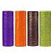 LaRibbons Deco Poly Mesh Ribbon - 10 inch x 30 feet Each Roll - Metallic Foil Orange/Black/Purple/Green Set for Wreaths, Swags and Decorating - 4 Pack