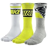 Nike Dri-fit Cushioned Crew Sock (Large, Cyber, Gray, White)