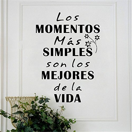 Peel and Stick Removable Wall Stickers Spanish Los Momentos Mas Simples Son Los mejores dela vinda for Home