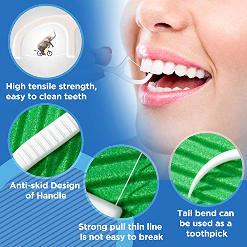 Dental Floss Picks High Toughness Toothpicks Sticks 8-Pack(400pcs) with Portable Case and Dental Picks Perfect for Family,Hotel,Travel