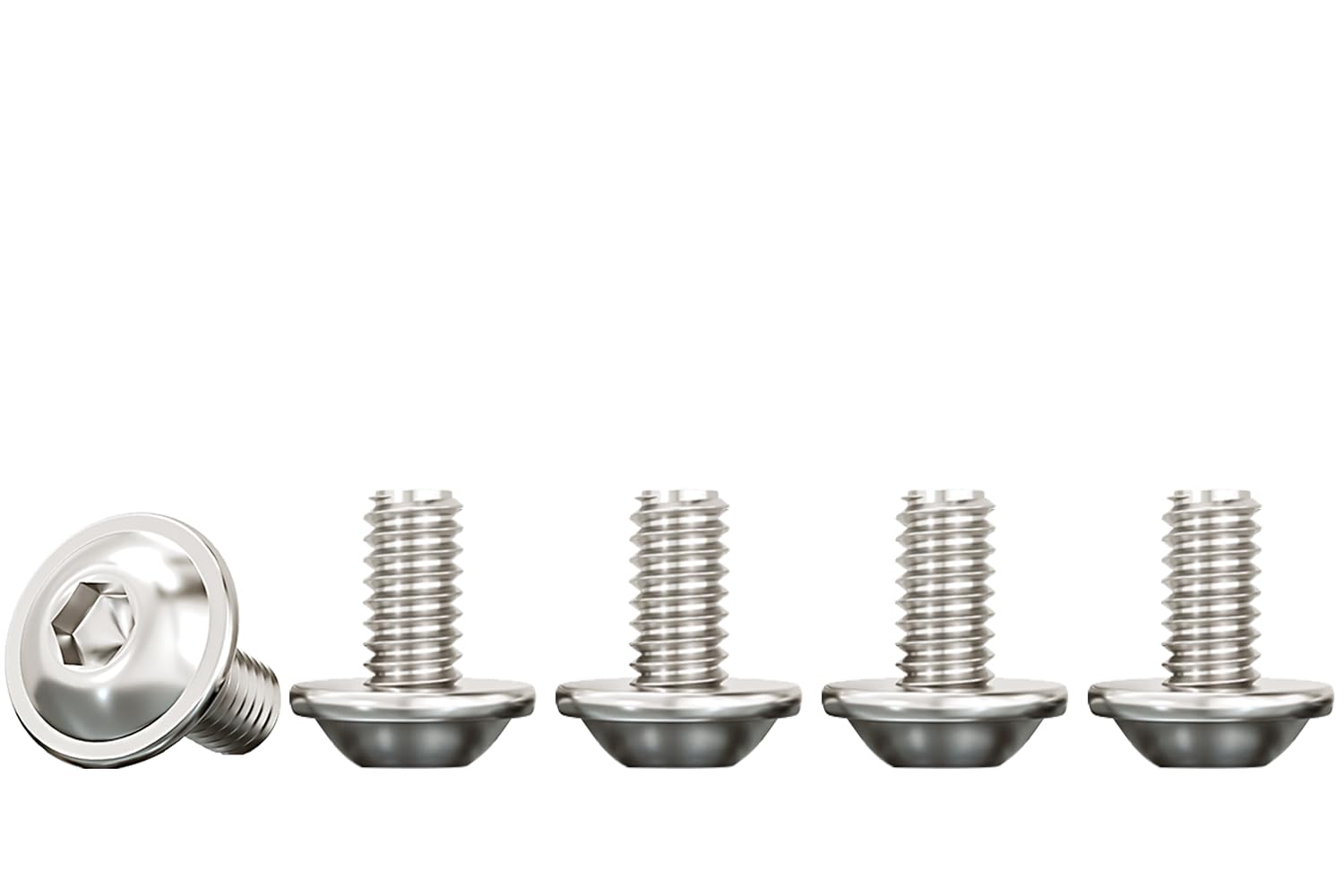 Drenky M4 Bolts, Stainless Steel M4 X 10mm Socket Flanged Button Screws, 304 Stainless Steel Hexagon Socket Pan Head, Fully Thread Machine Screws, Rustproof (Pack of 50)