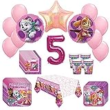Girl Pups Paw Patrol Skye & Everest 5th Birthday Party Pack 52pc