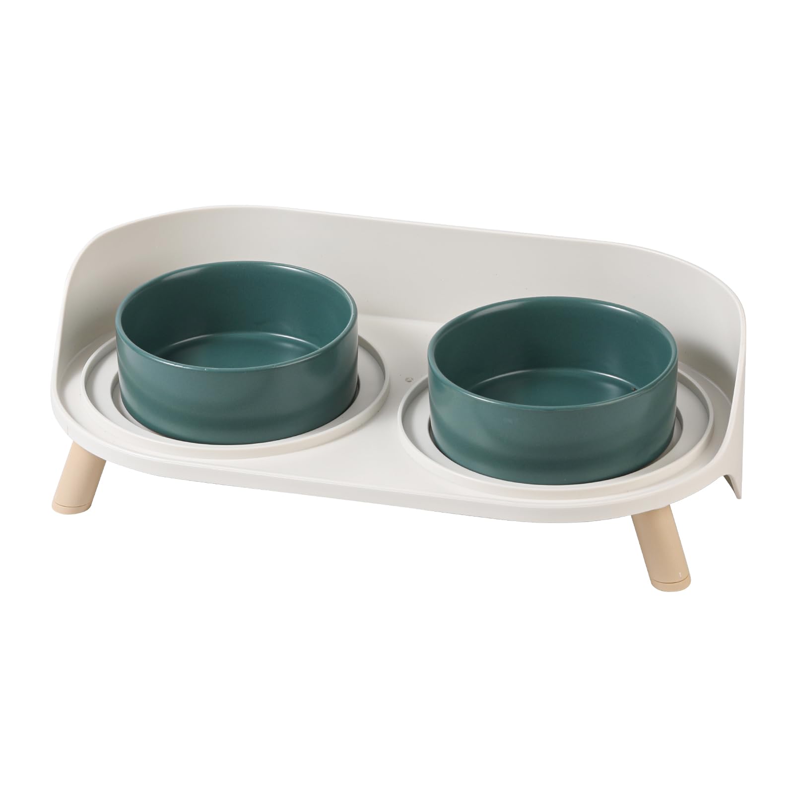 Photo 1 of (used/fair) Elevated Ceramic Cat Bowl Set - Raised Double Dishes for Food & Water - Non-Slip Stand & Splash Proof - for Cats & Puppies - 2 x 480 ML - 16.23 OZ