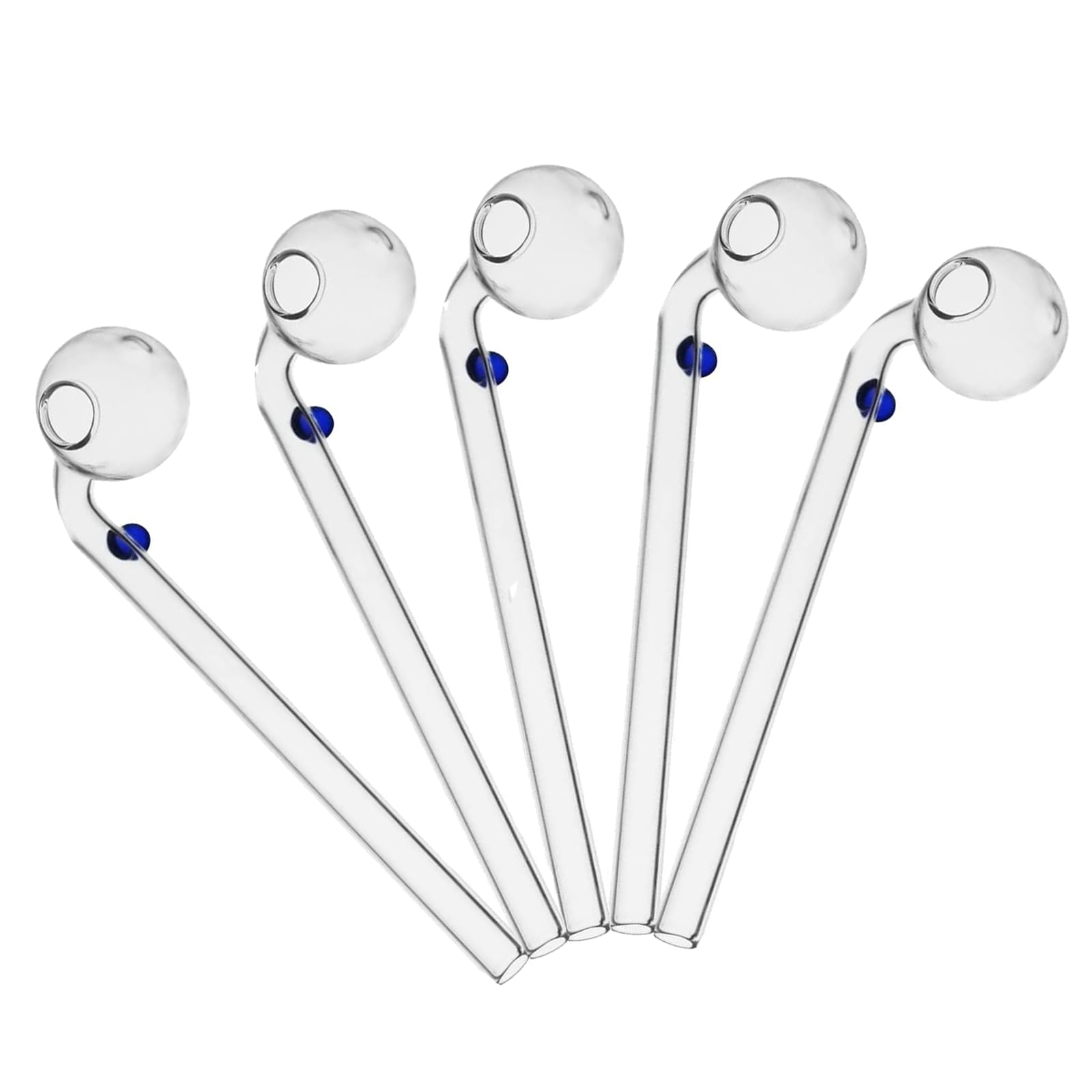 Vokowin 5Pcs Glass Oil Burner Glass Thick Glass Oil Pipe Pipe Clear Blue (K407-5)