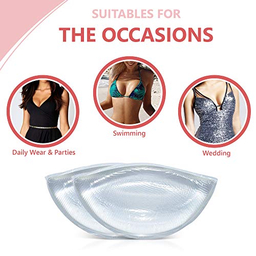 Silicone Bra Inserts Breast - Waterproof Enhancers Clear Gel Bra Inserts A to C Cup for Swimsuits & Bikini Push Up Molding Pad