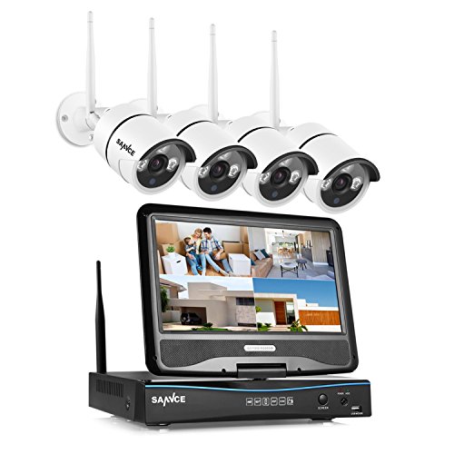 SANNCE 4CH 720p Wireless Security Camera System with 4x1.0MP WiFi Wireless Indoor Outdoor Home Security Camera System without Hard Drive, Remote View, Email Alert Function Available
