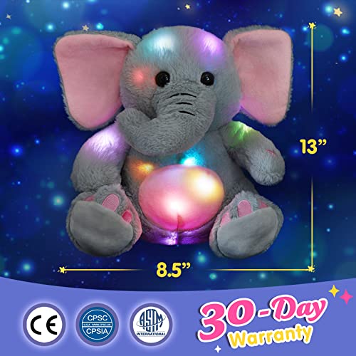BSTAOFY 13'' Light up Elephant Stuffed Animals Glow LED Elephant Soft