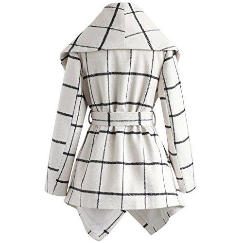 image for Chicwish Women's Turn Down Shawl Collar Earth Tone Check/Black White G