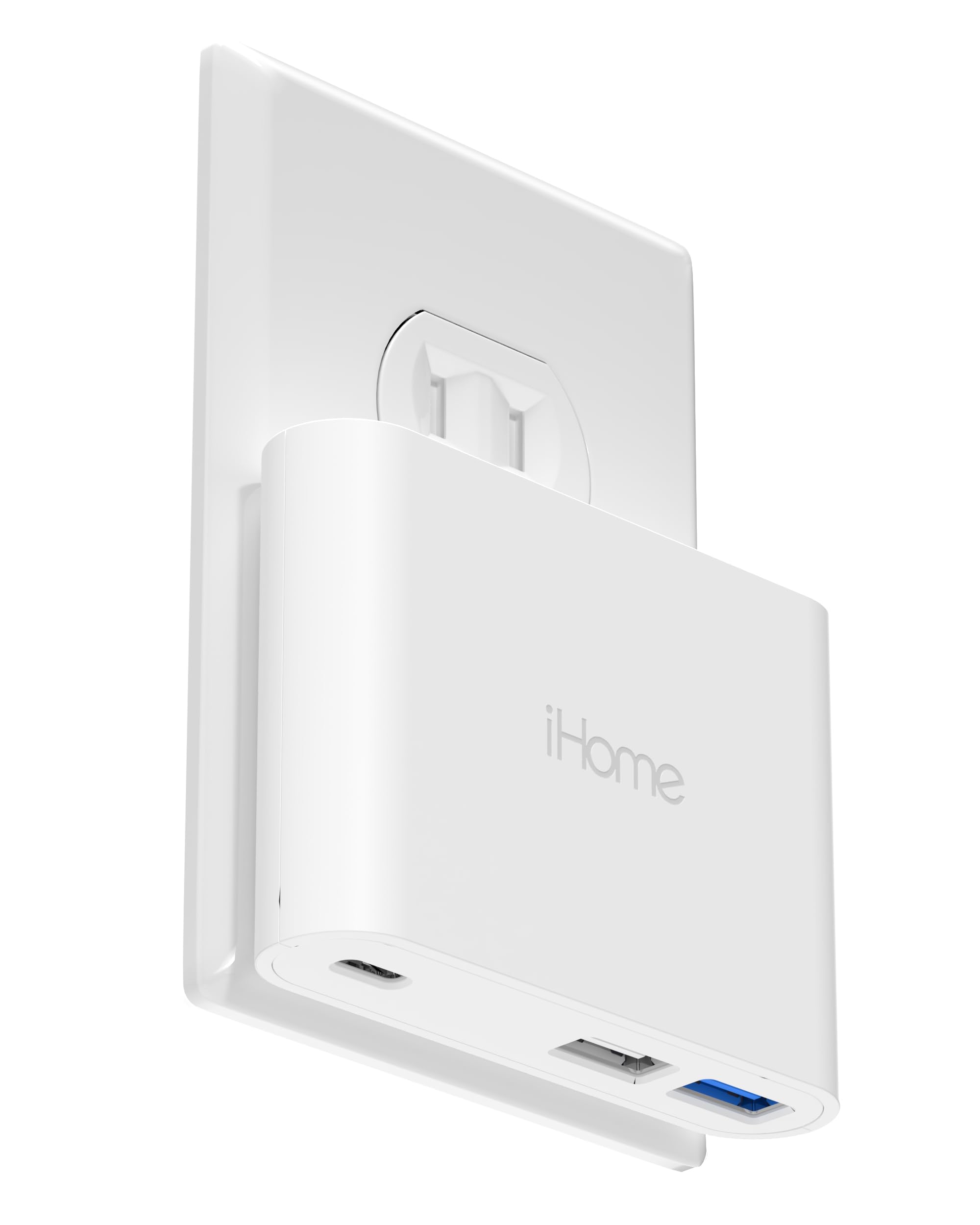 iHome 32W AC Pro Multi Port USB Wall Charger Block - Charging Station for Multiple Devices with 3 Ports (1 USB-C, 2 USB-A) - Fast Charging, Universal Compatibility