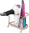 mDesign Hair Dryer & Accessory Storage Holder for Bathroom Vanity Countertop - Rose Gold