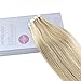 Moresoo Tape in Hair Extensions Human Hair Tape in Extensions Real Hair Extensions Glue in Honey Blonde Mix with Bleach Blonde Glue in Extensions Real Human Hair 14 Inch #P14/613 20pcs 50g