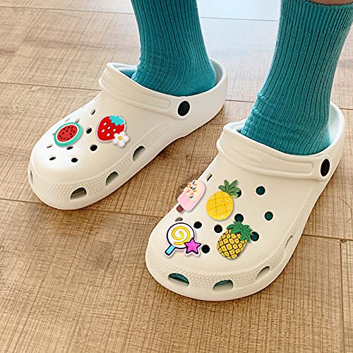 BigOtters 40 PCS Rainbow Fruit Shoe Charms, Wristband Bracelet Charms Shoe Decoration Charms Party Gift Decor for Girls and Boys Slip-ons