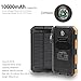 Solar Charger,LANIAKEA Solar Power Bank 10000mAh Dual USB Solar Panel Charger with 2LED Light Carabiner Compass Portable for Emergency Outdoor Camping Travel-Orange
