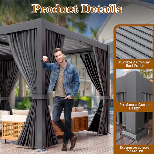LEVELEVE 10' x 20' Louvered Pergola Review: Adjustable Hardtop Gazebo with Curtains & Drainage image 18
