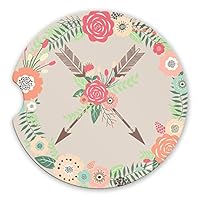 Crossed Arrows Sandstone Car Coasters Boho Floral Wreath Flower Arrow Tribal Set of 2