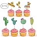 VICTONY Alexless 42 Pcs Mexican Fiesta Cupcake Toppers Cake Picks for Mexican Themed Cactus Donkey Taco Pepper Sombrero Mustache Party Decorations