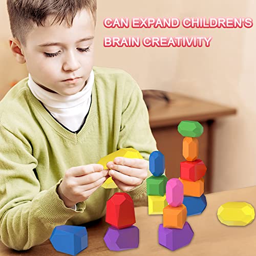 JINYONGXING Montessori Toys Wooden Building Blocks 26 Pcs Wooden