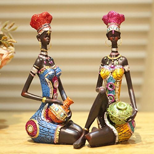 MERRYHE African Style Decorations Sets Sculptures Resin Ornaments Statue Desktop Art Crafts Colorful Vintage Furnishings For Desk Home Office