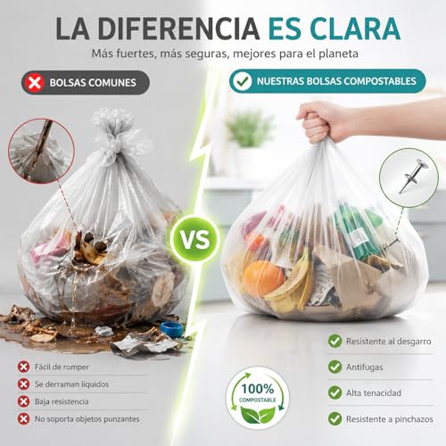 JZCQZCXB Bolsas de Basura de 4 Galones 300 Piezas, Bolsas para Basura Medianas Biodegradables 50 * 60CM, Gruesas, Inodoras, Grandes, Compostables, ideal para Cocina, Baño, Oficina, Hogar (Blanco)