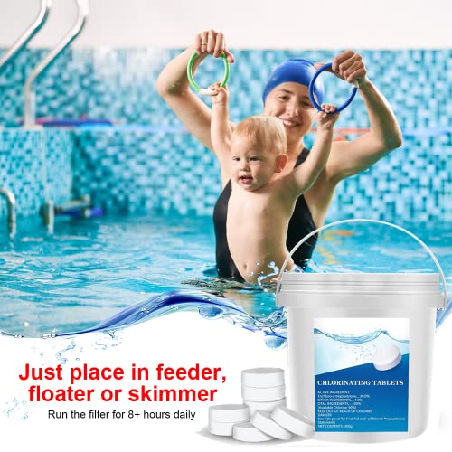 Pool Chlorine Tablets, Chlorine Tablets with Floater, Chlorinating Tablets for Small Swimming