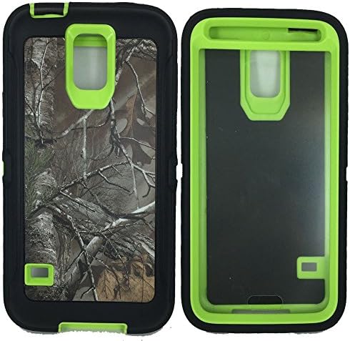 Galaxy s5 Case, Kecko Camo Case Heavy Duty Hunting Tough Camo Tree Shockproof Dirtproof Defender Military Grade Hybrid Case Cover w/ Built-in Screen Protector for Samsung Galaxy S5 (xtra green)