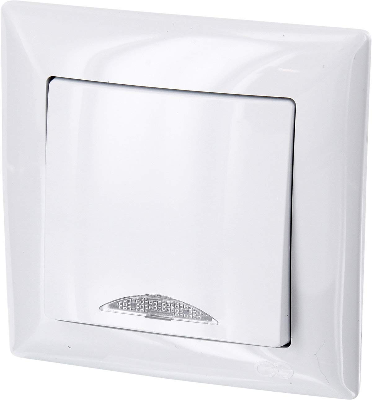 UP ON/OFF switch with LED lighting, all-in-one, frame + flush-mounted insert + cover (series G1 pure white)