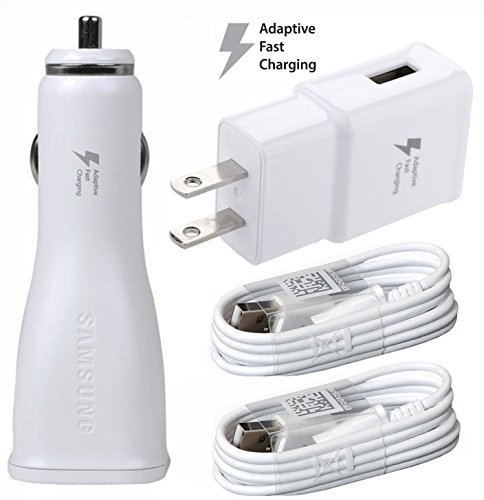 Verizon Samsung Galaxy S8+ Adaptive Fast Charger Type C Cable Kit! [1 Car + 1 Home Charger + 2x Type C USB Cable] AFC uses dual voltages for up to 50% faster charging! - Bulk Packaging