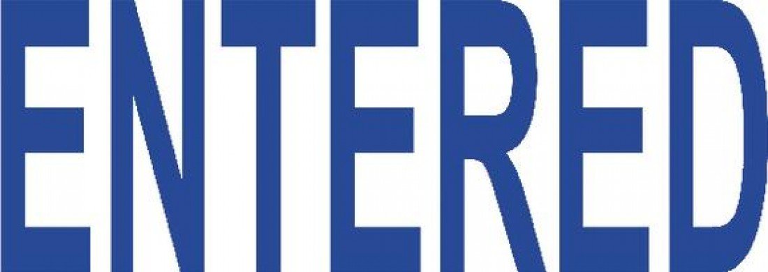 Colop "Entered" Green Line Word Stamp - Blue