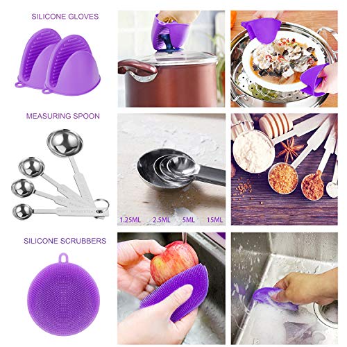 Instant Pot Accessories, 13 Pcs Pressure Cooker Sets Fit Instant Pot 5,6,8 Qt with Steamer Basket,Egg Steam Rack&Beater&Bite Mold,Cake Pan,Dish Plate Clip,Food Tong, Gloves,Measuring Spoon,Scrubbers