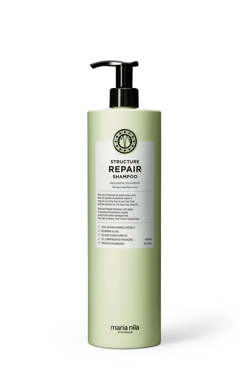 Maria Nila Structure Repair, Strengthening & Nourishing Shampoo For Damaged & Chemically Treated Hair, Algae Extract Rebuilds, Revitalizes & Repairs Hair, 100% Vegan & Sulfate/Paraben free, 1000 ml โ image 1