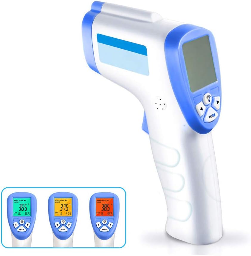 OMZBM Electronic Digital Thermometer Baby Adult Forehead Non-Contact Infrared Thermometer with LCD Backlight for Body/Water/Milk/Food/Room Temperature Measurement,Blue