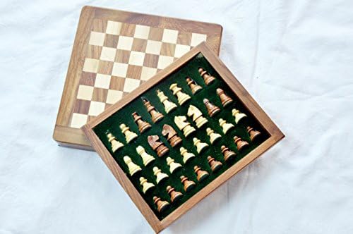 Kimaro 7" Drawer Model Megnetic From Fitting Wooden Chess Set With Wood Pieces in Case - Handmade