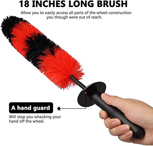 Linkhood 2-Pack Master Wheel Brush, Easy Reach Wheel and Rim Detailing Brush 18'' Long Soft Bristle, Car Wheel Brush, Rim Tire Detail Brush,Multipurpose use for Wheels,Rims,Exhaust Tips,Motorcycles