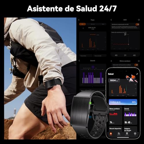 iSo Tech Bluetooth Smart Bracelet without Screen for Women and Men, Fitness Tracker 24/7 Heart Rate and Sleep Monitor with AI Analysis, 60 Days Battery, 170+ Sports Modes, No Subscription