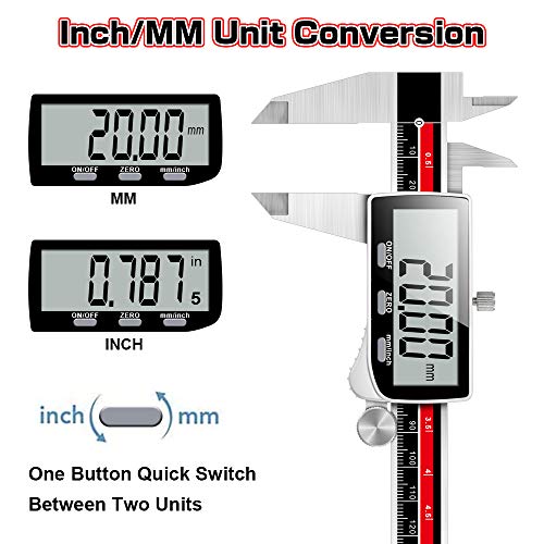 Digital Caliper, Qfun 6 Inch Caliper Measuring Tool Extreme Accuracy