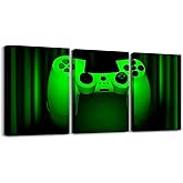 Feelyou Boys Gamer 12" x 16" 3 Piece Canvas Wall Art for Boys Gamer Canvas Gaming Picture Wall Decor Red Black Gamer Game Geometric Painting Gamer Gifts