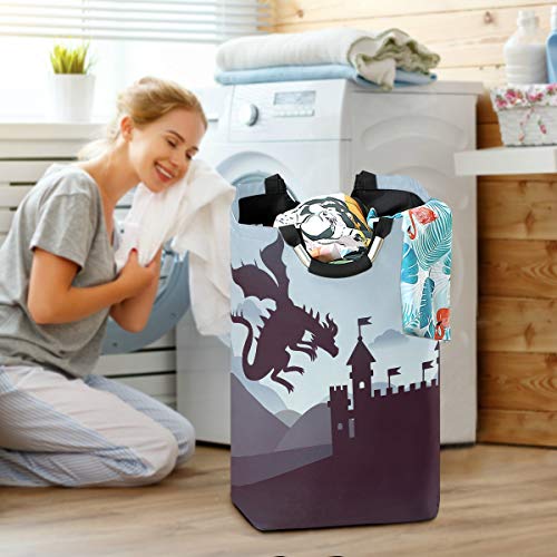 senya Fly Dragon Large Laundry Basket Shopping Bag, Collapsible Fabric Laundry Hamper, Foldable Clothes Bag, Folding Washing Bin (c) - Thumbnail 6
