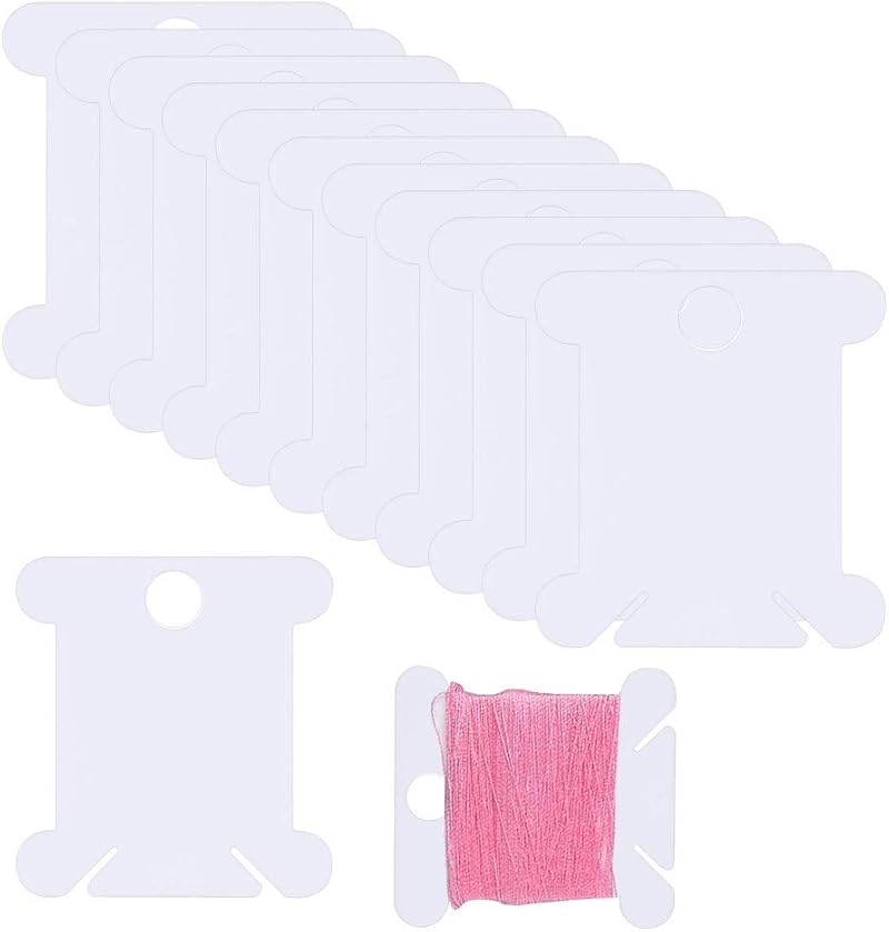 Lanjue 200pcs Plastic Floss Bobbins for Cross Stitch & Embroidery