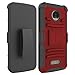 Elegant Choise Moto Z Play Case, Moto Z Play Holster Case, Heavy Duty Dual Layer Full Body Protective Kickstand Case Cover with Belt Clip Holster Case for Moto Z Play Droid (Red)