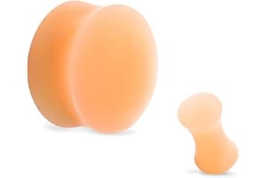 Pair of Peach/Flesh Tone Silicone Double Flared Plugs