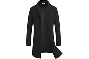 COOFANDY Men's Wool Blend Coat Winter Trench Coats Notched Lapel Collar Single Breasted Overcoat Classic Peacoat With Pockets