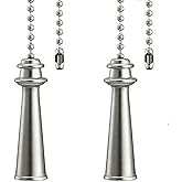 Akahttbn Ceiling Fan Pull Chain Ornaments Extension 12 Inches Fan Pulls Set For Ceiling Light Lamp Fan Chain Beach Tower Pull Chain Silver Fan Pulls 2 Pcs