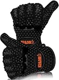 Eco Gloves, 2 High Heat Resistant Cooking Gloves + Grilling Recipe eBook, Work As BBQ Gloves Or Cooking Mitts, Easy To Remove And Clean Barbecue Gloves, Perfect As Oven Mitts Or Pot Holders, Black