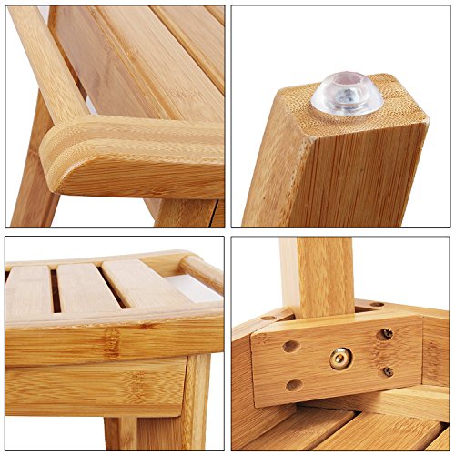 Shower Seat Bench Bathroom Spa Bath Organizer Stool with 2-Tier Storage Shelf ,Bathtub Shower Chair / Stool Easy to Clean & Quite Durable by zhuoyue