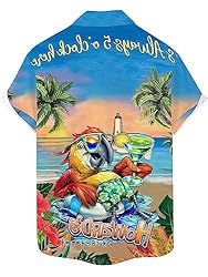 Mens Funny Parrot Hawaiian Shirts Short Sleeve