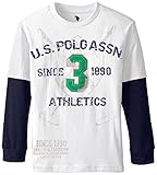 U.S. Polo Assn. Big Boys' Graphic Screen Printed Hangdown, White, 10/12